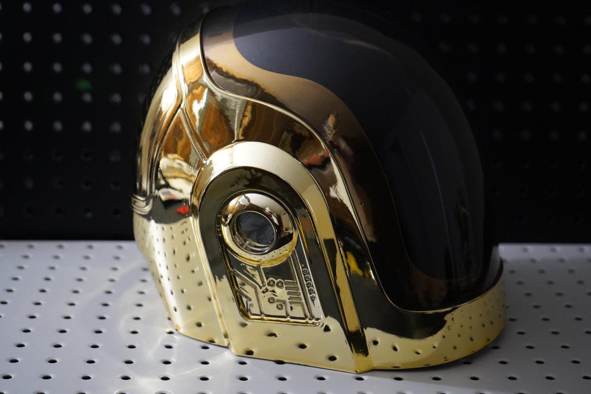 Daft Punk Gold Helmet Cosplay, Guy-Manuel Gold Chrome See Through Wearable Helmet Replica