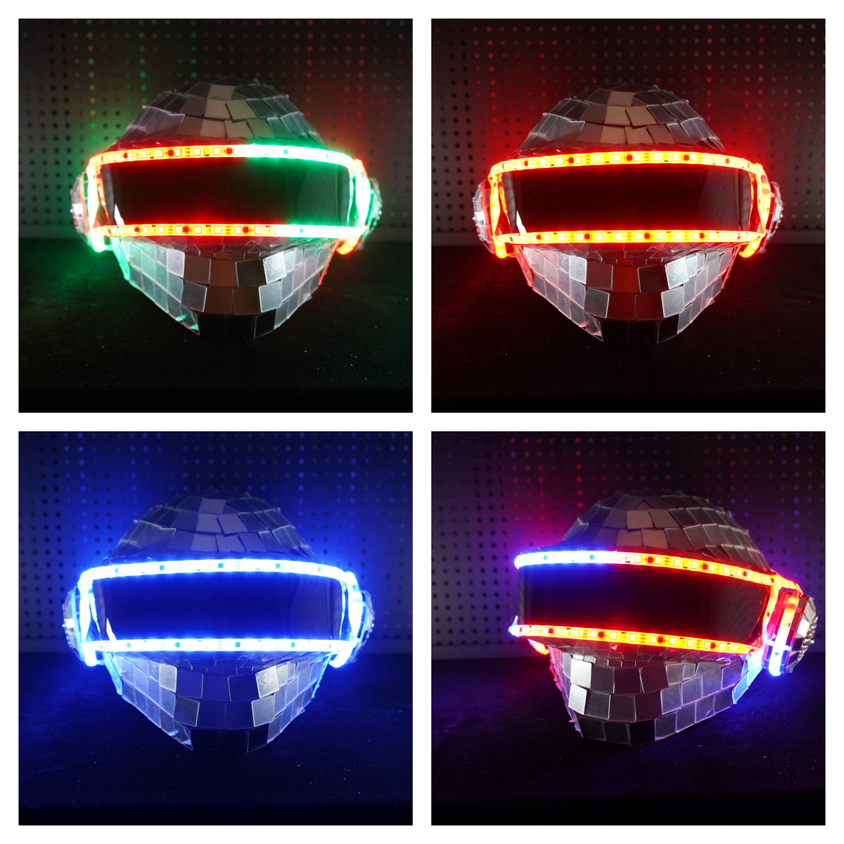 Thomas Bangalter LED Disco Helmet, Daft Punk Cosplay Costume, Silver Chrome Wearable Replica