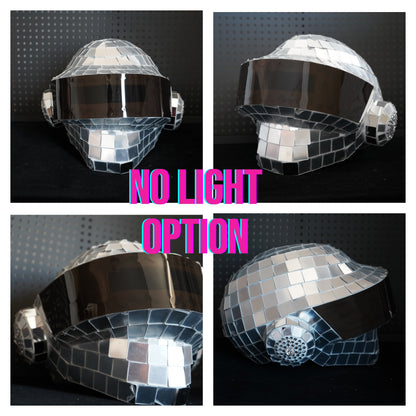 Thomas Bangalter LED Disco Helmet, Daft Punk Cosplay Costume, Silver Chrome Wearable Replica