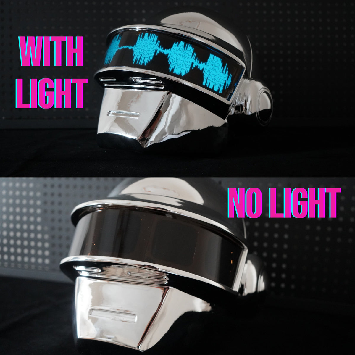 Thomas Bangalter LED Helmet, Daft Punk Silver Chrome Wearable Cosplay Prop