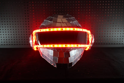 Thomas Bangalter LED Disco Helmet, Daft Punk Cosplay Costume, Silver Chrome Wearable Replica
