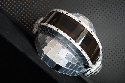 Thomas Bangalter LED Disco Helmet, Daft Punk Cosplay Costume, Silver Chrome Wearable Replica