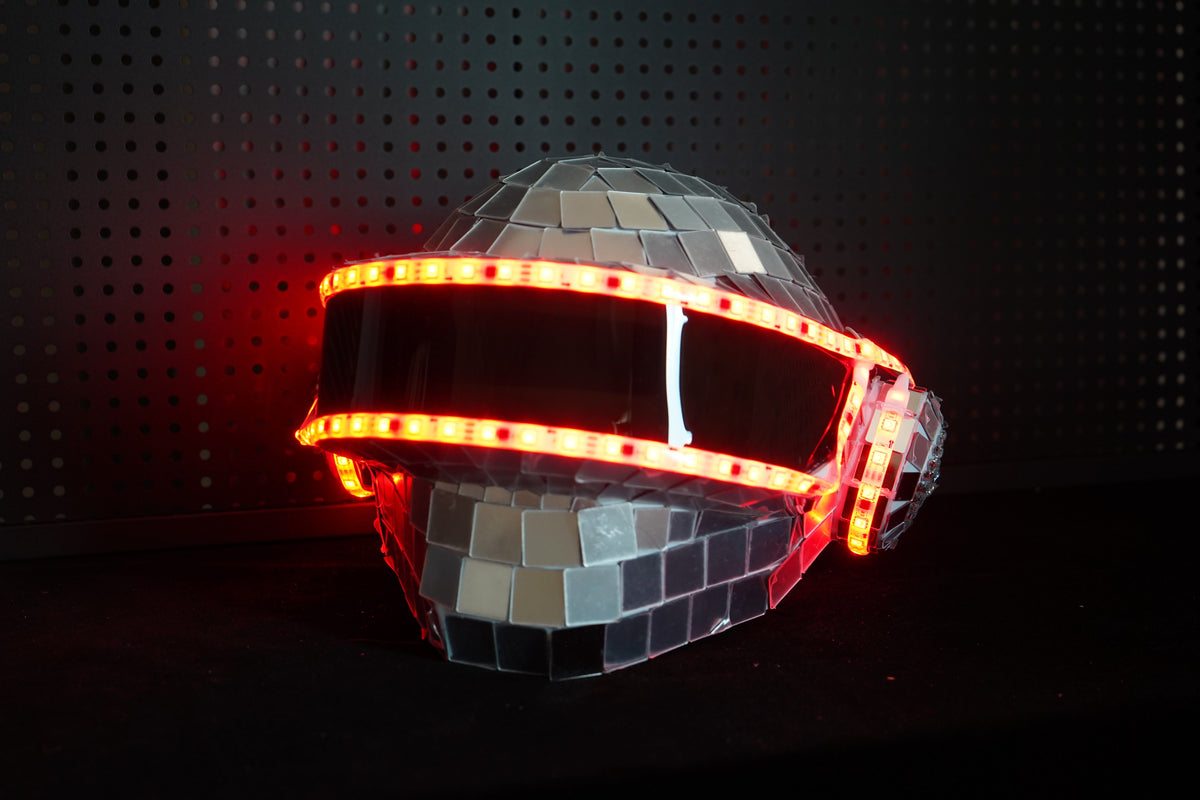 Thomas Bangalter LED Disco Helmet, Daft Punk Cosplay Costume, Silver Chrome Wearable Replica