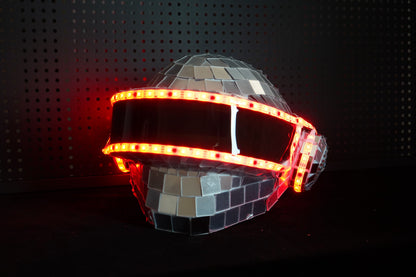 Thomas Bangalter LED Disco Helmet, Daft Punk Cosplay Costume, Silver Chrome Wearable Replica