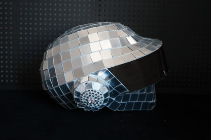 Thomas Bangalter LED Disco Helmet, Daft Punk Cosplay Costume, Silver Chrome Wearable Replica