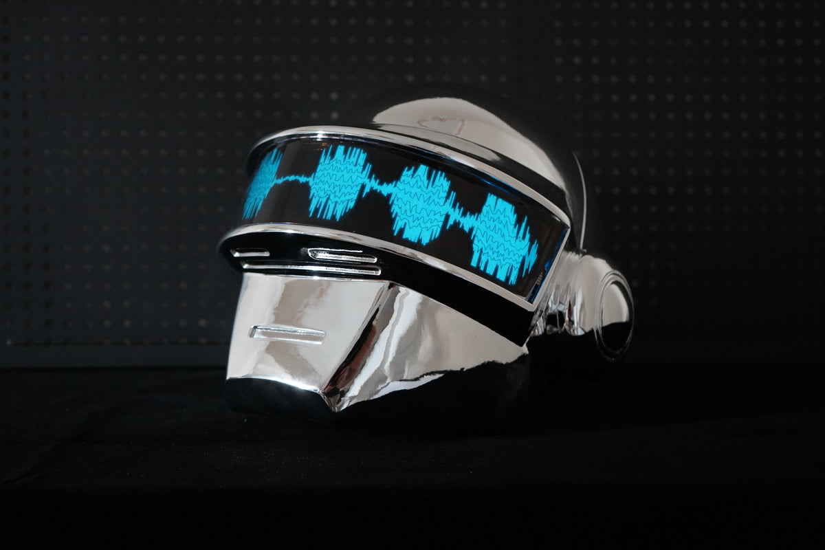 Thomas Bangalter LED Helmet, Daft Punk Silver Chrome Wearable Cosplay Prop