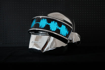 Thomas Bangalter LED Helmet, Daft Punk Silver Chrome Wearable Cosplay Prop