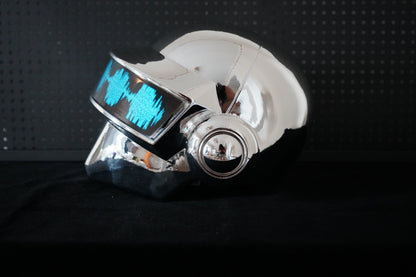 Thomas Bangalter LED Helmet, Daft Punk Silver Chrome Wearable Cosplay Prop