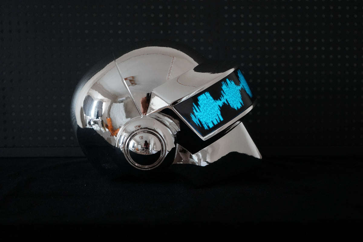 Thomas Bangalter LED Helmet, Daft Punk Silver Chrome Wearable Cosplay Prop