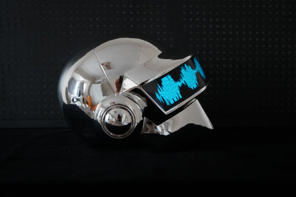 Thomas Bangalter LED Helmet, Daft Punk Silver Chrome Wearable Cosplay Prop