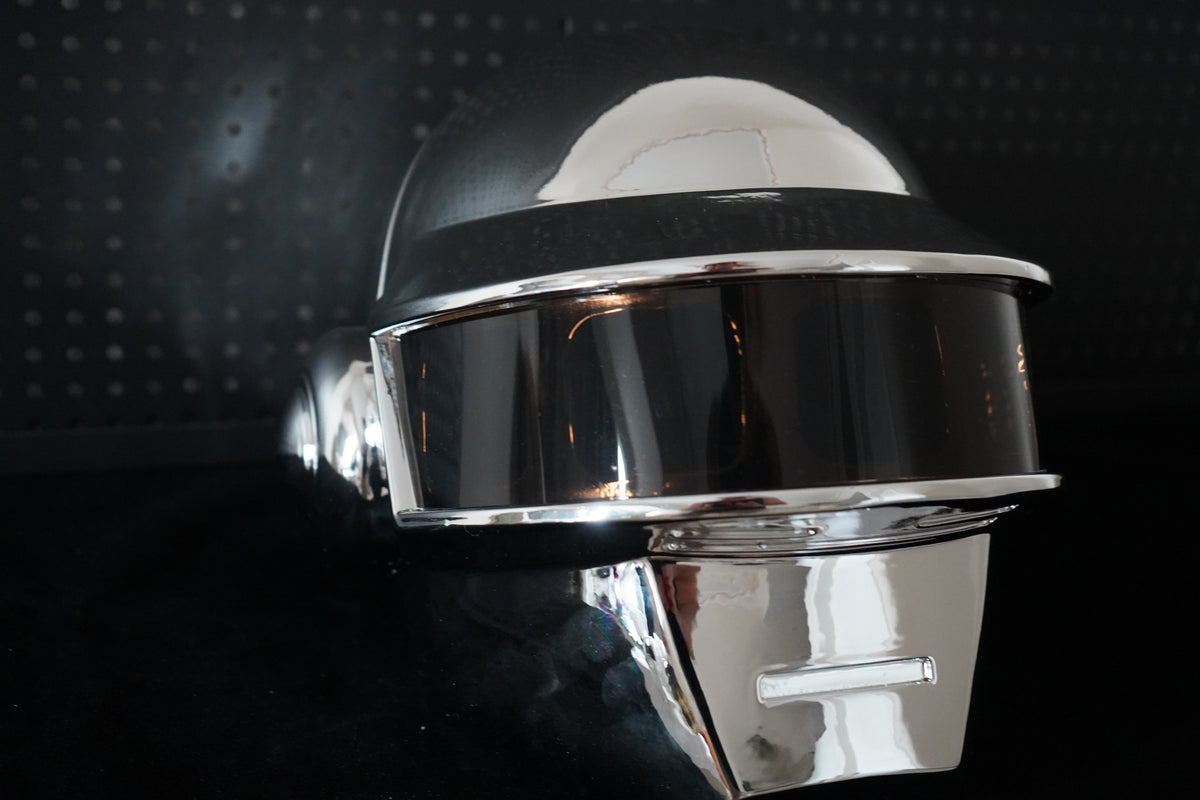 Thomas Bangalter LED Helmet, Daft Punk Silver Chrome Wearable Cosplay Prop