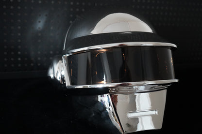 Thomas Bangalter LED Helmet, Daft Punk Silver Chrome Wearable Cosplay Prop
