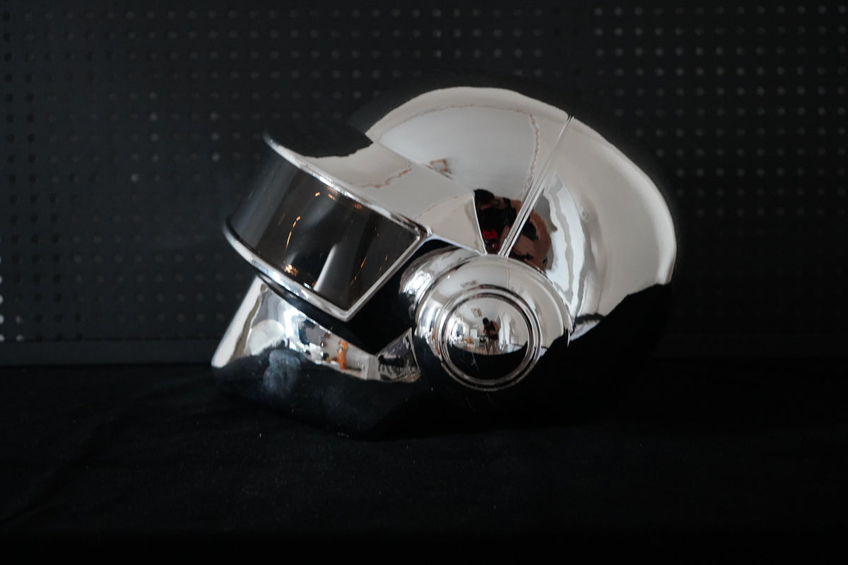 Thomas Bangalter LED Helmet, Daft Punk Silver Chrome Wearable Cosplay Prop