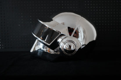 Thomas Bangalter LED Helmet, Daft Punk Silver Chrome Wearable Cosplay Prop