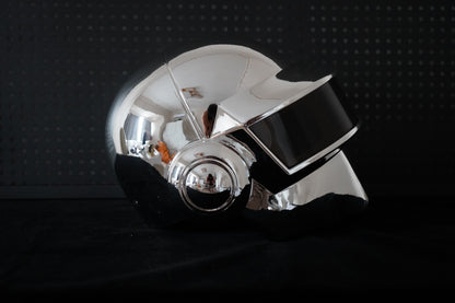 Thomas Bangalter LED Helmet, Daft Punk Silver Chrome Wearable Cosplay Prop