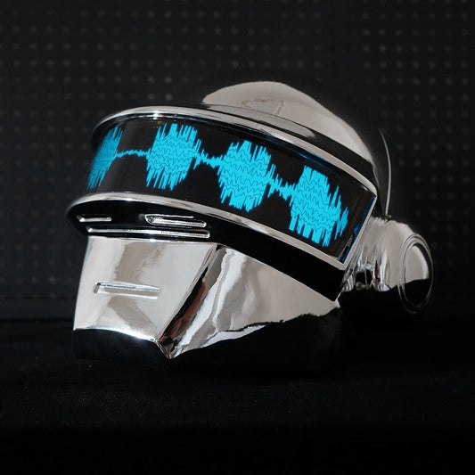 Thomas Bangalter LED Helmet, Daft Punk Silver Chrome Wearable Cosplay Prop
